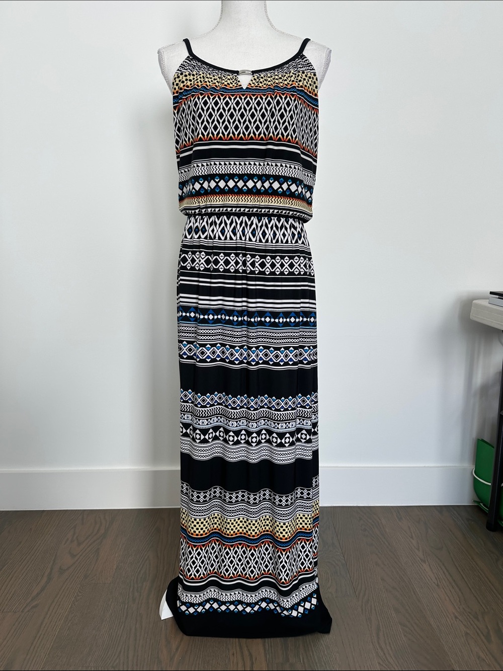 White House Black Market Black Multi-Pattern Maxi Dress